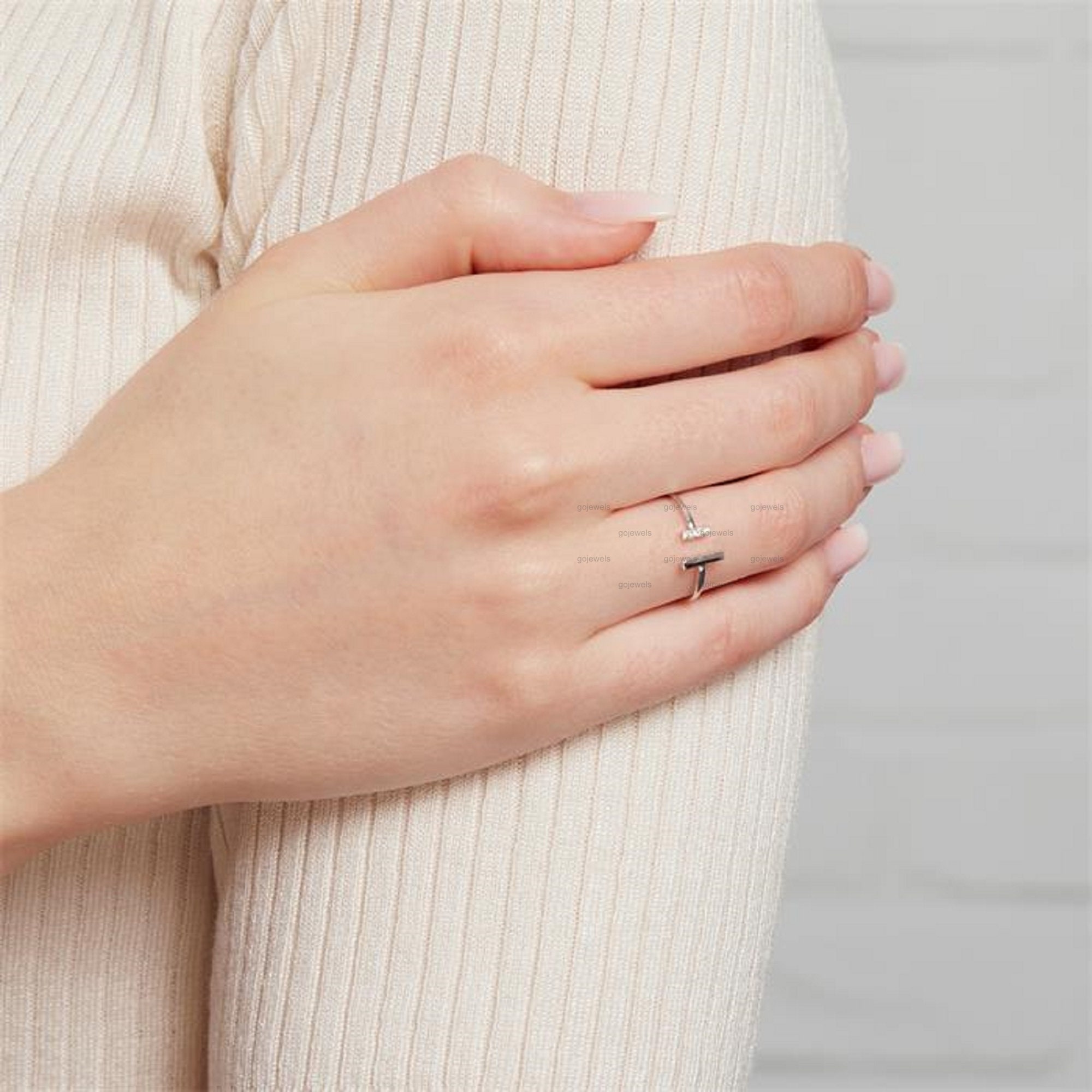 14k Gold Diamond Cuff Ring, Open Cuff Ring, Open Diamond