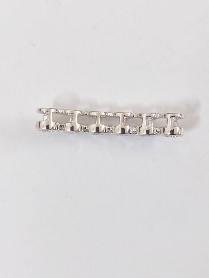 14k Gold 6 Bezel Moissanite Curved Bar Necklace, Delicate Diamond Necklace, Dainty Cable Chain, Minimalist Charm Necklace, Anniversary Gift image 6