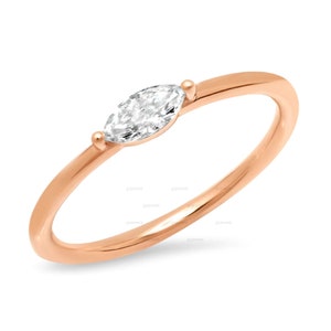 East West Marquise Moissanite Ring, Rose Gold Diamond Ring, Solitaire Engagement Ring, East to West Marquise Diamond Ring, Anniversary Ring