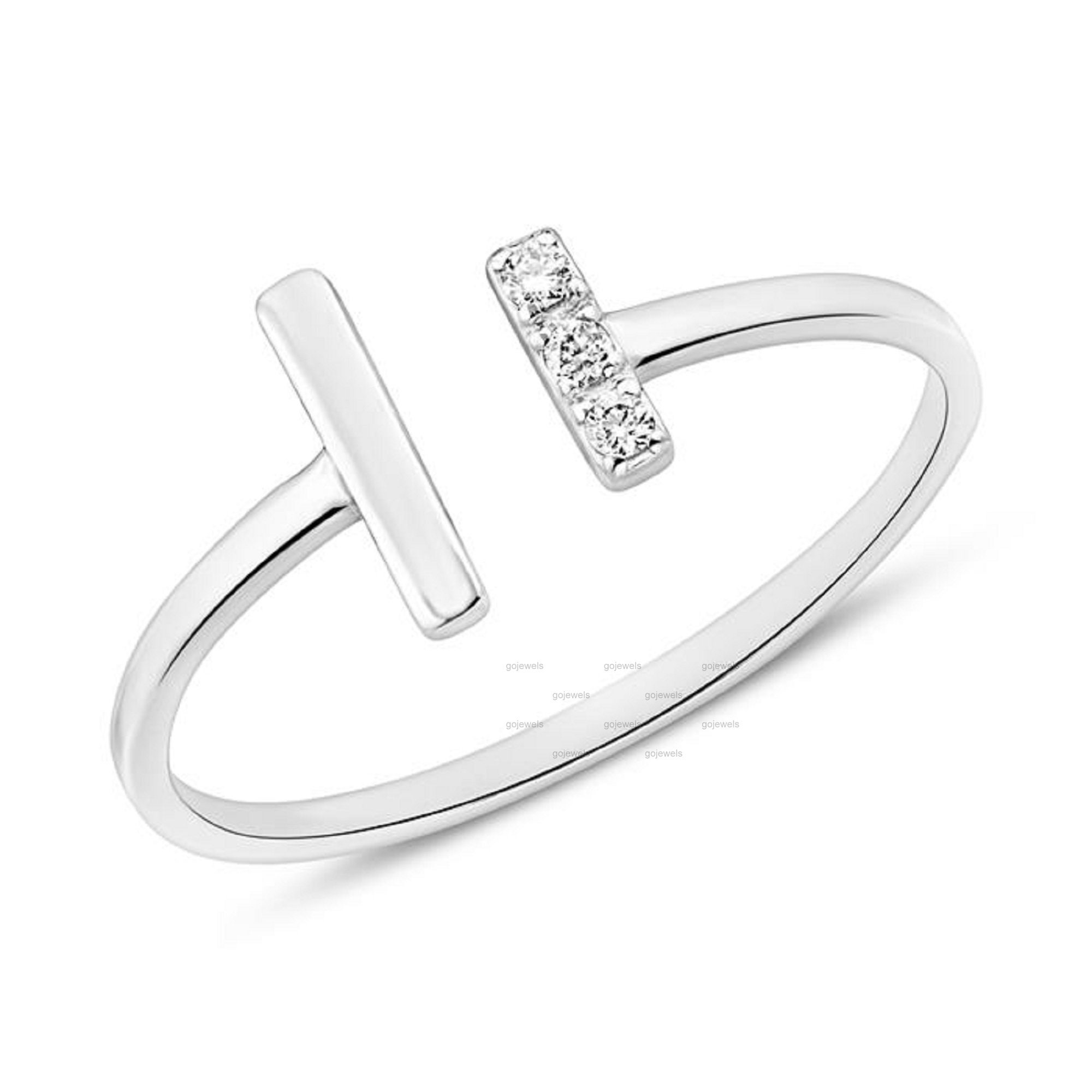 14K] Open cuff diamond ring - DAUGHTERS JEWELRY
