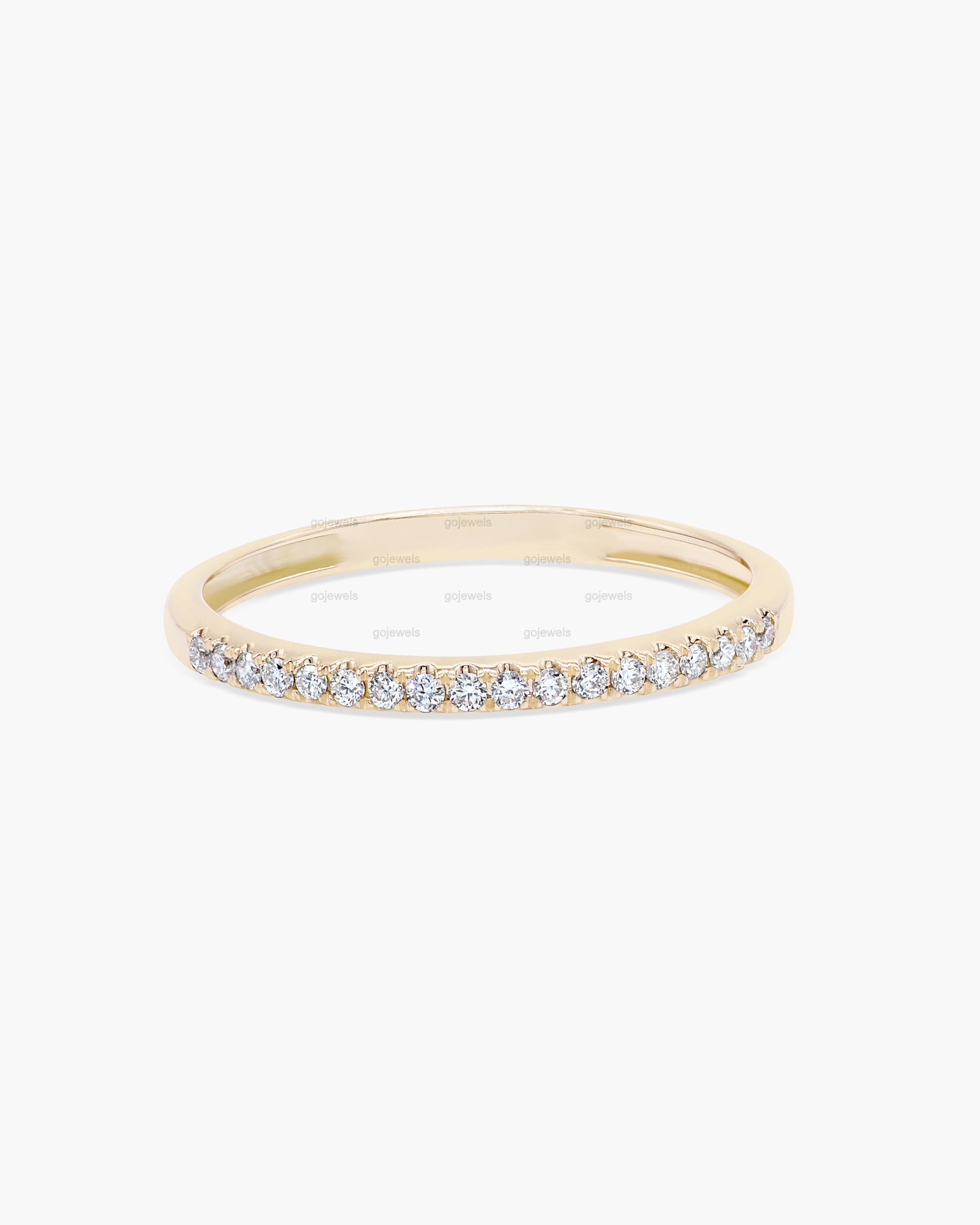 14k Gold Moissanite Half Eternity Ring, Half Eternity Diamond Wedding ...