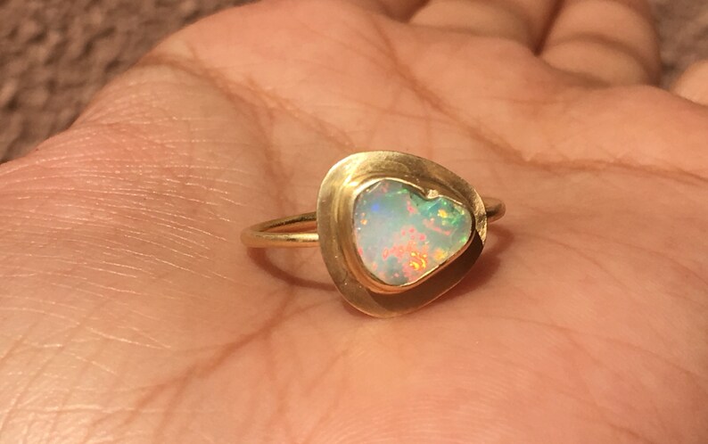 14k Solid Gold Raw Opal Ring | Etsy