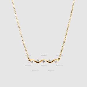 Five Wave Moissanite Necklace, 14k Gold Diamond Wave Necklace, Minimalist Design Necklace, Sterling Silver Necklace For Women, Gift For Her