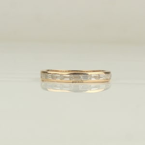 Minimalist Moissanite Band, 14k Gold Wedding Band, Baguette Moissanite Band, Half Eternity Moissanite Ring, Anniversary Gift, Stackable Ring