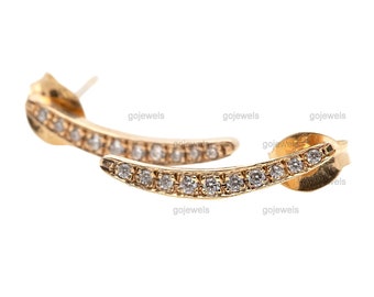 Paved Ear Climber Gold Ear Crawler Trendy Curved Bar Studs Sterling Silver Climber Earrings Spike Crawler Earrings Minimalist Modern Earring