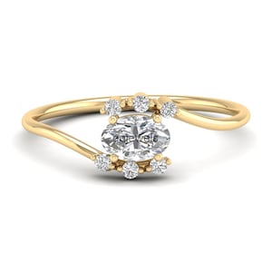 Minimalist 14K Gold Celtic Style Engagement Ring Elegant Moissanite Wedding Ring Art Deco 7 Stone Ring East West Oval Cut Ring With Accents