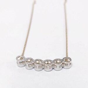 14k Gold 6 Bezel Moissanite Curved Bar Necklace, Delicate Diamond Necklace, Dainty Cable Chain, Minimalist Charm Necklace, Anniversary Gift image 8