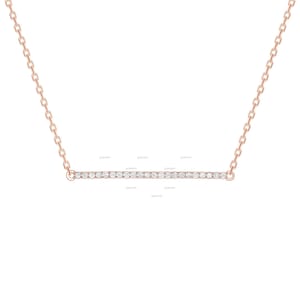 Moissanite Bar Necklace, 14K Gold Diamond Necklace, Dainty Diamond Bar Necklace, Diamond Bar Pendant Necklace, Bar Necklace, Gold Necklace