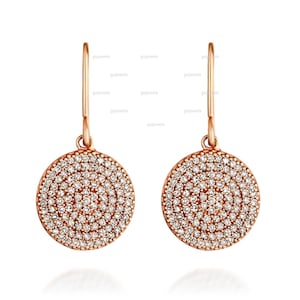 Multi Moissanite Round Earrings, 14k Rose Gold Earrings, Icon Diamond Earrings, Drop Earrings, Cluster Earrings, Anniversary Gift Earrings