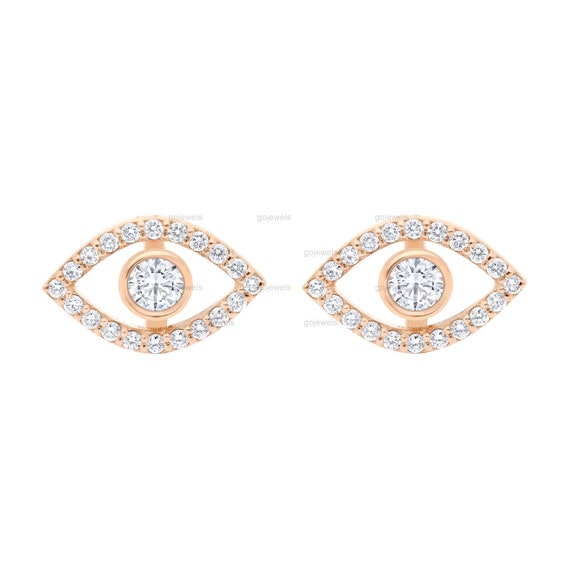 Rose gold on sale evil eye earrings
