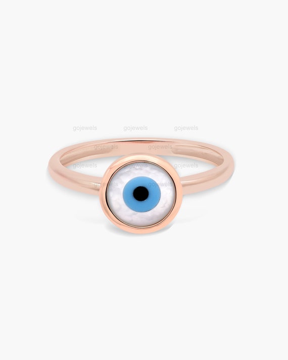 Rose gold evil eye ring Μirabella Rose