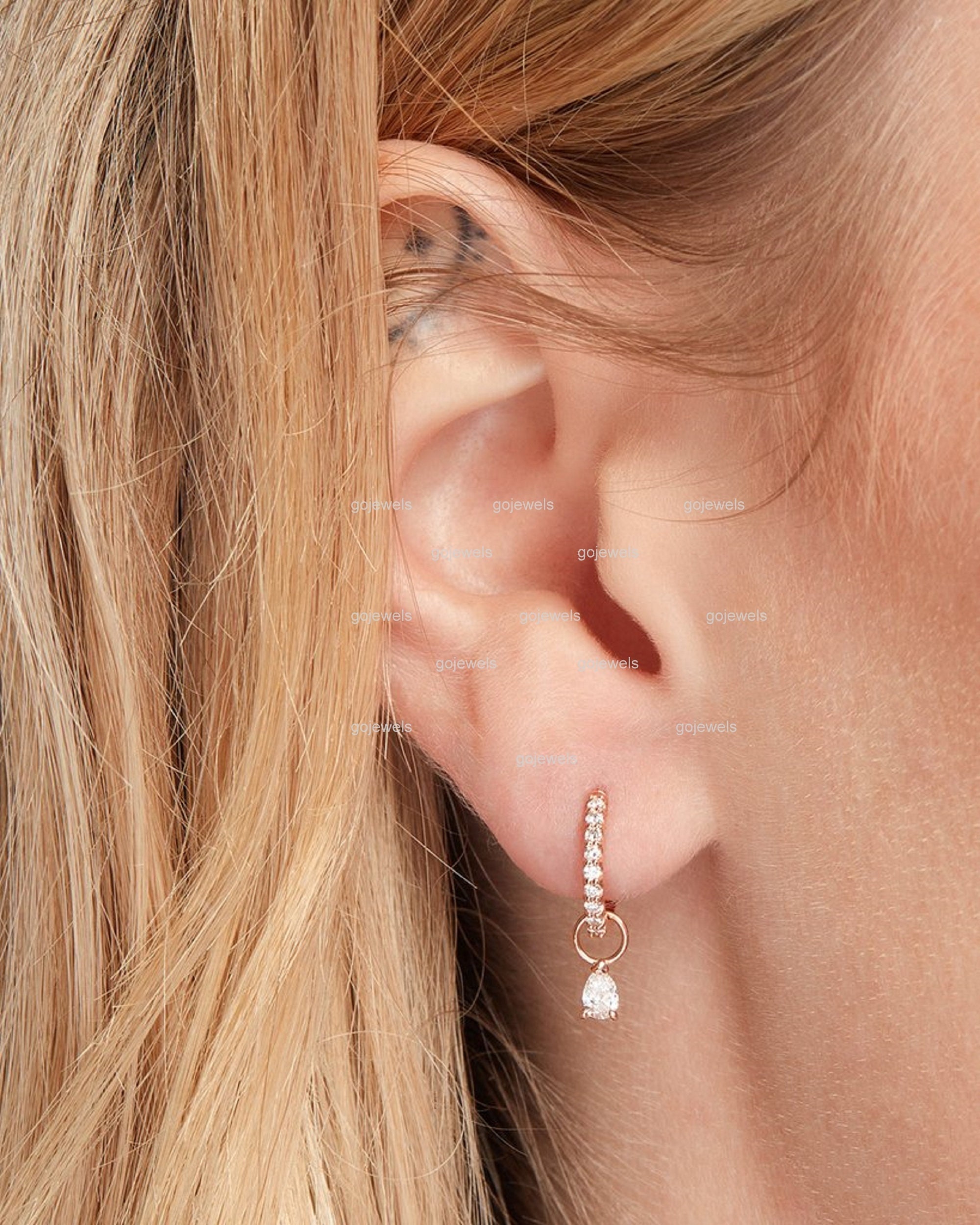 【wing bling】(14K Gold post) Evir Moissanite ピアス wing bling】(14K Gold post) Evir Moissanite ピアス (wing
