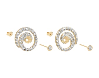 Orecchini a perno generosi con silhouette a spirale in moissanite e oro 14 carati, orecchini a vortice minimalisti, gioielli moderni di tendenza, orecchini regalo di nozze