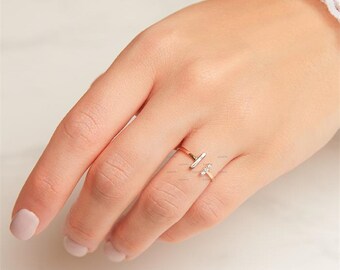 ドーターズジュエリー／14k Open cuff diamond ring 14K] Open cuff diamond ring - DAUGHTERS JEWELRY