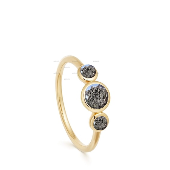 Triple Bezel Rutilated Quartz Ring Triple Bezel Rutilated Quartz Ring