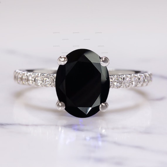 Black spinel wedding rings hot sale