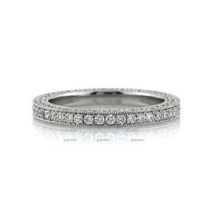 Moissanite Band, Gold Ring, Diamond Wedding Band, Full Eternity Band, Round Diamond Band, Stackable Band, Thick Wedding Band