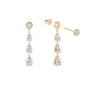 Brincos pendentes em formato de pera com moissanita, brincos de ouro maciço 14k com pingente de diamante, brincos de prata, presente de aniversário