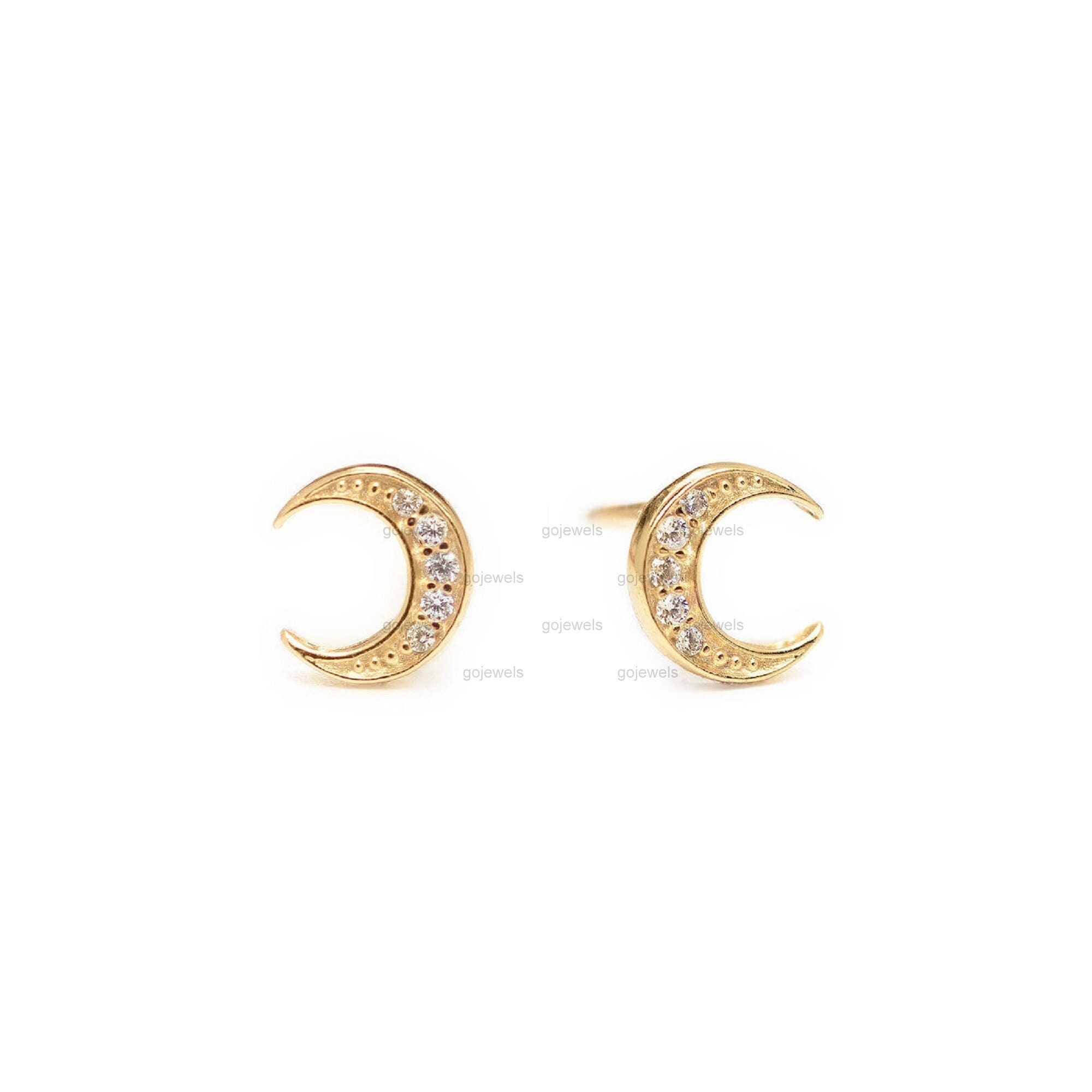 Half Moon Crescent Moissanite Earrings
