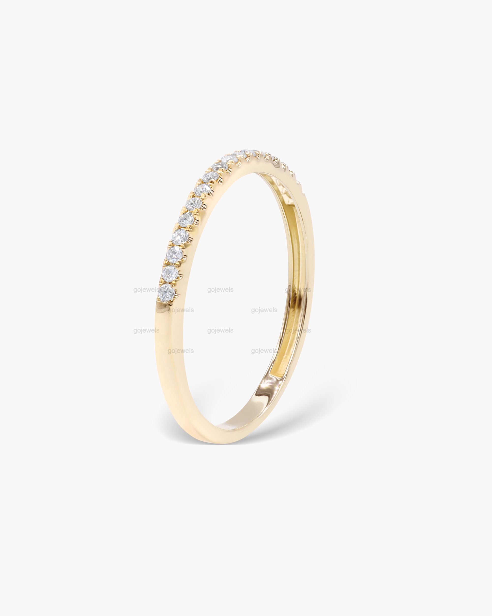 14k Gold Moissanite Half Eternity Ring, Half Eternity Diamond Wedding ...