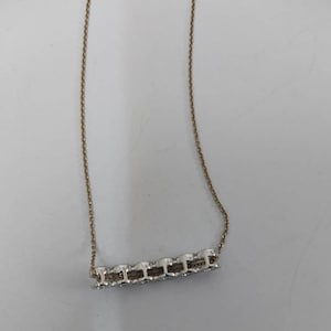 14k Gold 6 Bezel Moissanite Curved Bar Necklace, Delicate Diamond Necklace, Dainty Cable Chain, Minimalist Charm Necklace, Anniversary Gift image 7