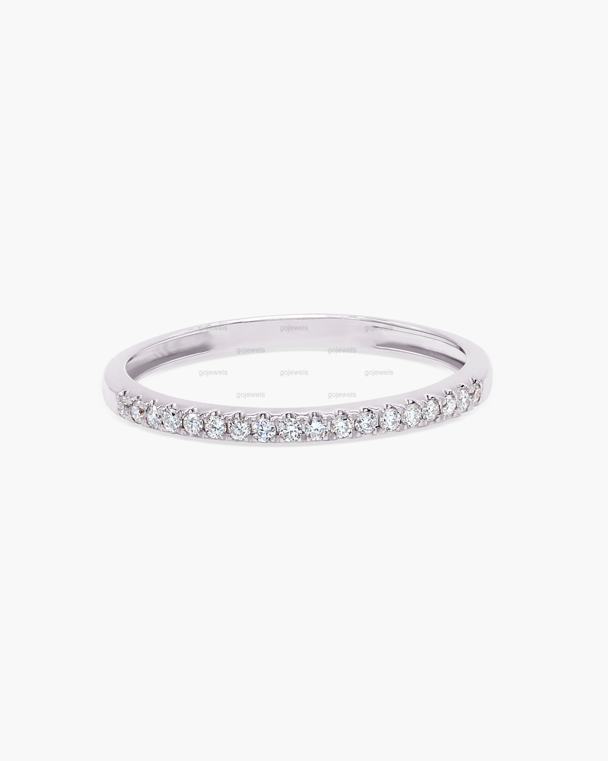 14k Gold Moissanite Half Eternity Ring, Half Eternity Diamond Wedding ...