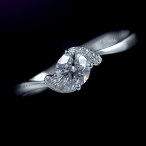 Dainty Delicate infinity Love Ring 14K Gold Round Moissanite Engagement Ring Anniversary Gift Promise Ring Art Deco Minimalist Diamond Ring
