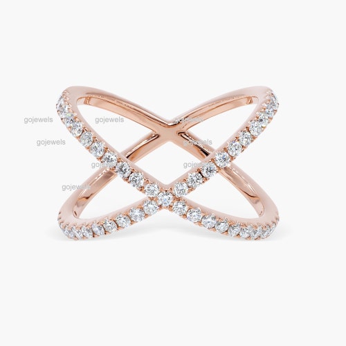 14k Gold Diamond Cuff Ring, Open Cuff Ring, Open Diamond