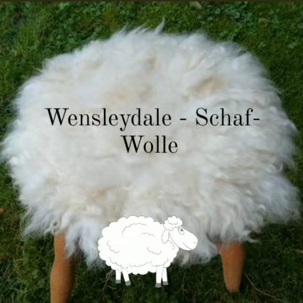 Sitzfellchen "Wensy 2", Durchmesser 38cm, ohne Locken, 45cm mit Locken, Wensleydale-Mix-Wolle, 30 Grad Handwäsche