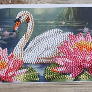 Karte Grußkarte Diamond Painting Schwan inkl. Umschlag - Handarbeit