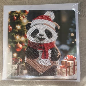 Kaart wenskaart diamant schilderij panda beer inclusief envelop - handgemaakt