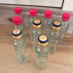 Bottles glass bottles liqueur bottles 9 pieces mini empty blue pink - recycling, upcycling