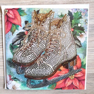 Cartão de saudação com pintura de diamante quebra-nozes com strass incluindo envelope - feito à mão