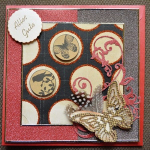 3D-kaart envelop glitter met vlinder incl.