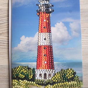 Karte Grußkarte Diamond Painting Leuchtturm Maritim inkl. Umschlag - Handarbeit