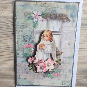 Carte 3D carte de voeux carte de Noël ange à la fenêtre avec enveloppe - fait main