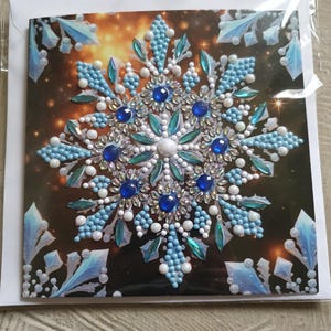 Karte Grußkarte Diamond Painting Eiskristall inkl. Umschlag - Handarbeit