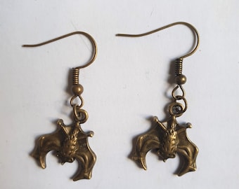 Boucles d’oreilles Bat Small Bronze - Vitage-Style - Steampunk - Fait à la main