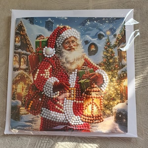 Karte Diamond Painting Weihnachtsmann inkl. Umschlag - Handarbeit