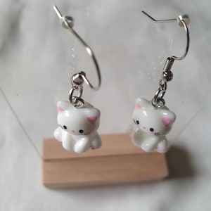 Earrings Ear Hooks Earrings Cat - Handmade