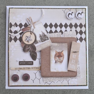Enveloppe de carte 3D Fox Noël nature incl.