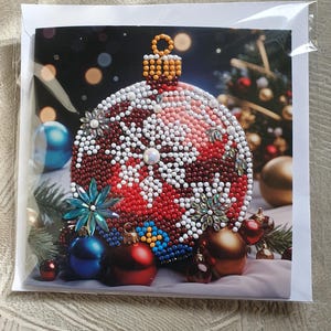 Karte Grußkarte Diamond Painting Weihnachtskugel inkl. Umschlag - Handarbeit