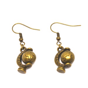 Earrings Earrings Ear hook Globe - brass - steampunk - handmade