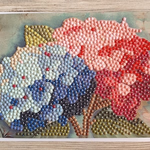 Cartão de felicitações com pintura de diamante hortênsias incluindo envelope - feito à mão