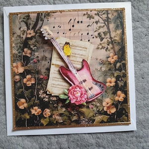 3D card folding card greeting card guitar including envelope