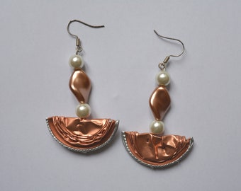 Earrings Ear hooks Earrings made of coffee capsules Crescent Orange - Handmade, Upcycling, Recycling