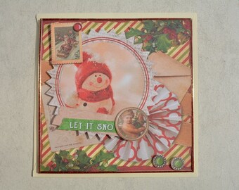 3D card greeting card Christmas card snowman vintage including envelope
