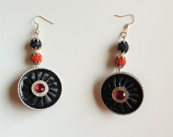 Earrings Ear hooks Earrings made of coffee capsules black-red - Upcycling - Handmade