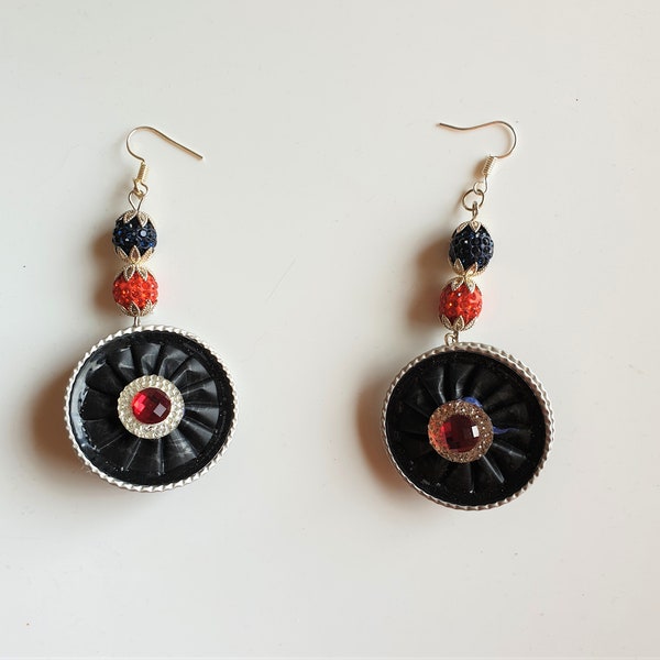 Earrings Ear hooks Earrings made of coffee capsules black-red - Upcycling - Handmade