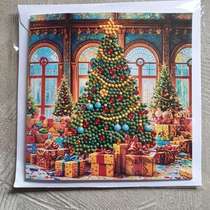 Carte diamant peinture arbre de Noël avec cadeaux avec enveloppe - fait main
